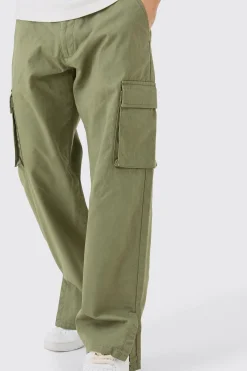 boohooMAN Fixed Waist Relaxed Fit Cargo Split Hem Trouser | UK| Trousers|Cargos