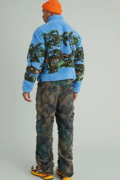 boohooMAN Fixed Waist Relaxed Oil Camo Cargo Tapestry Trouser | UK| Trousers