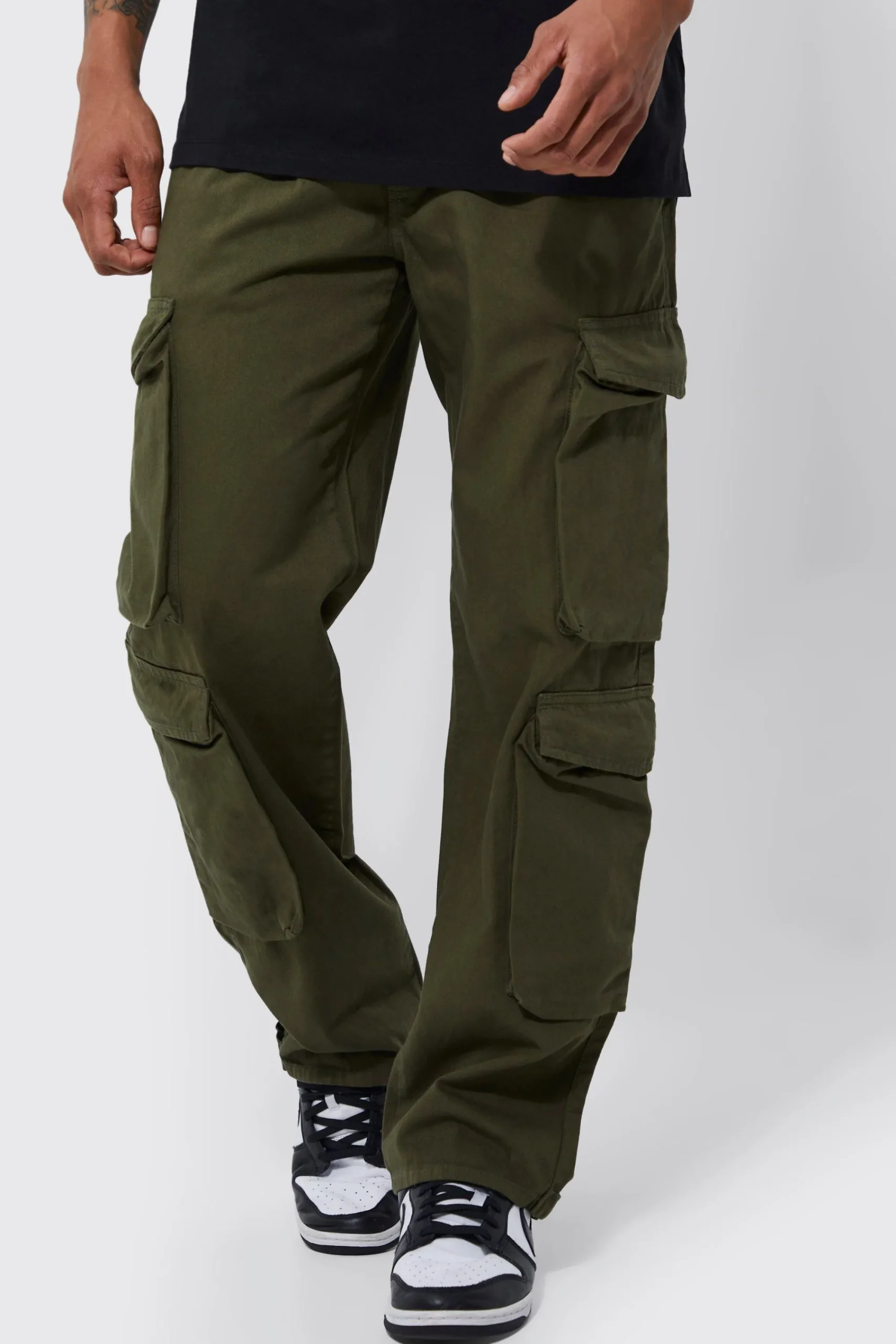 boohooMAN Fixed Waist Relaxed Peached Twill 3d Cargo Pants | UK| Trousers|Cargos