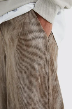 boohooMAN Fixed Waist Relaxed Tie Dye Cargo Corduroy Trouser | UK| Trousers