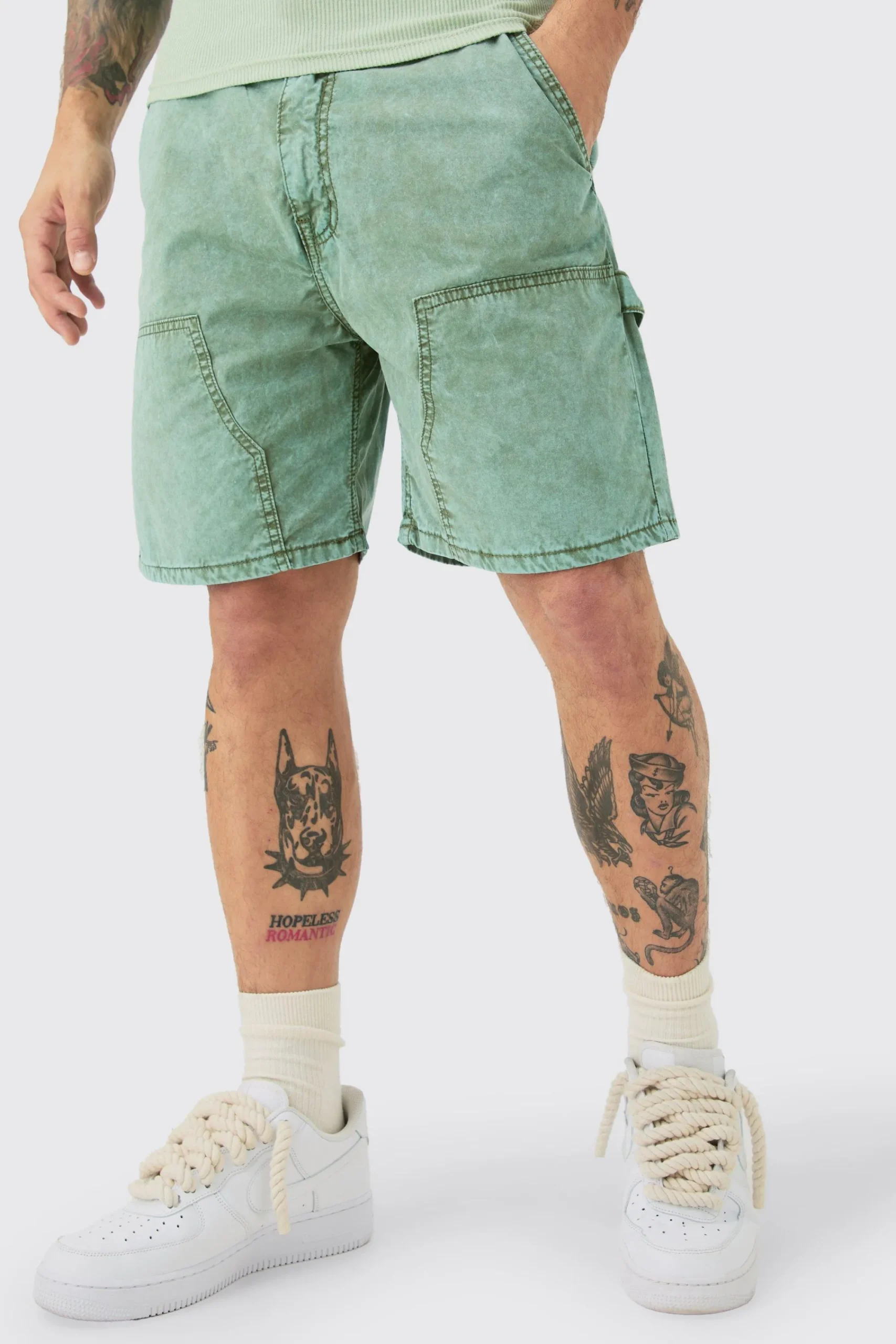 boohooMAN Fixed Waist Relaxed Washed Carpenter Short | UK| Shorts