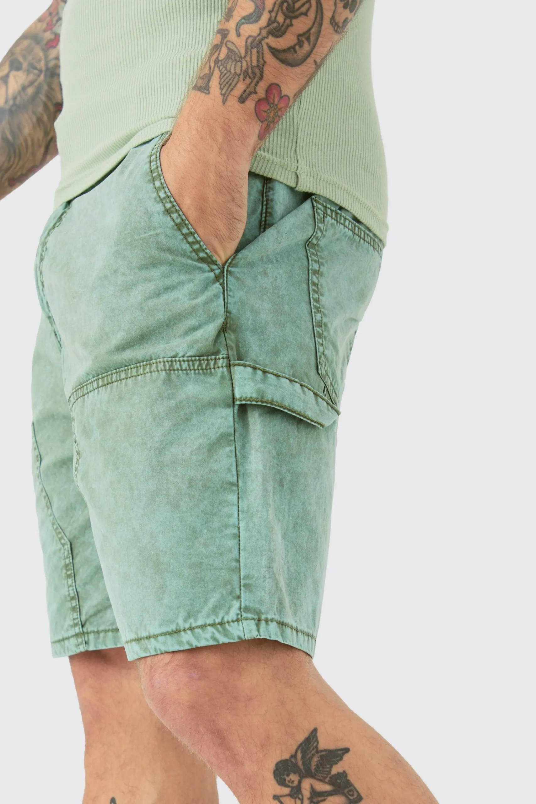 boohooMAN Fixed Waist Relaxed Washed Carpenter Short | UK| Shorts