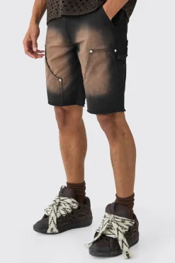 boohooMAN Fixed Waist Relaxed Washed Carpenter Short | UK| Shorts