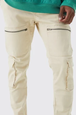 boohooMAN Fixed Waist Skinny Multi Zip Cargo Trouser | UK| Trousers|Cargos