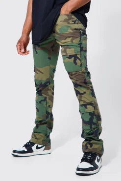 boohooMAN Fixed Waist Skinny Stacked Camo Cargo Trouser | UK| Trousers|Cargos
