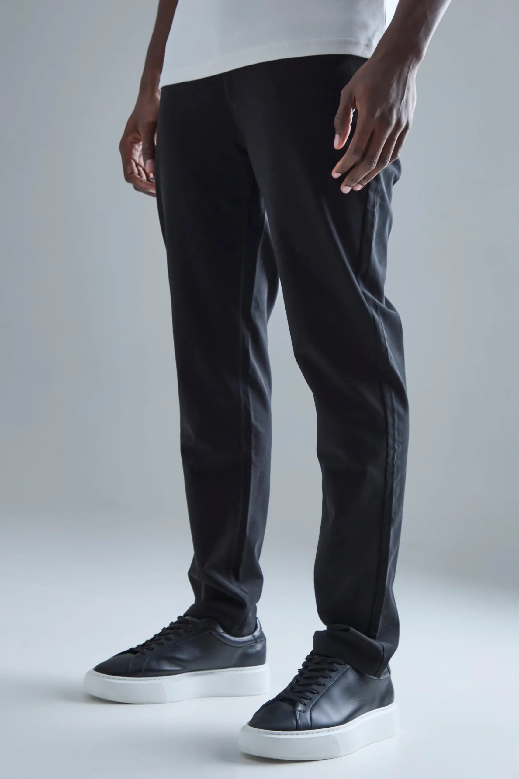 boohooMAN Fixed Waist Slim Fit Technical Golf Stretch Trouser | UK| Trousers