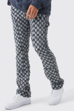 boohooMAN Fixed Waist Slim Flare Checked Tapestry Gusset Trouser | UK| Trousers