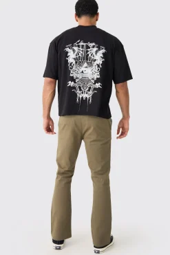 boohooMAN Fixed Waist Slim Flare Chino Trouser | UK| Trousers