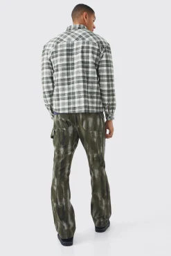 boohooMAN Fixed Waist Slim Flare Gusset Washed Trouser | UK| Trousers