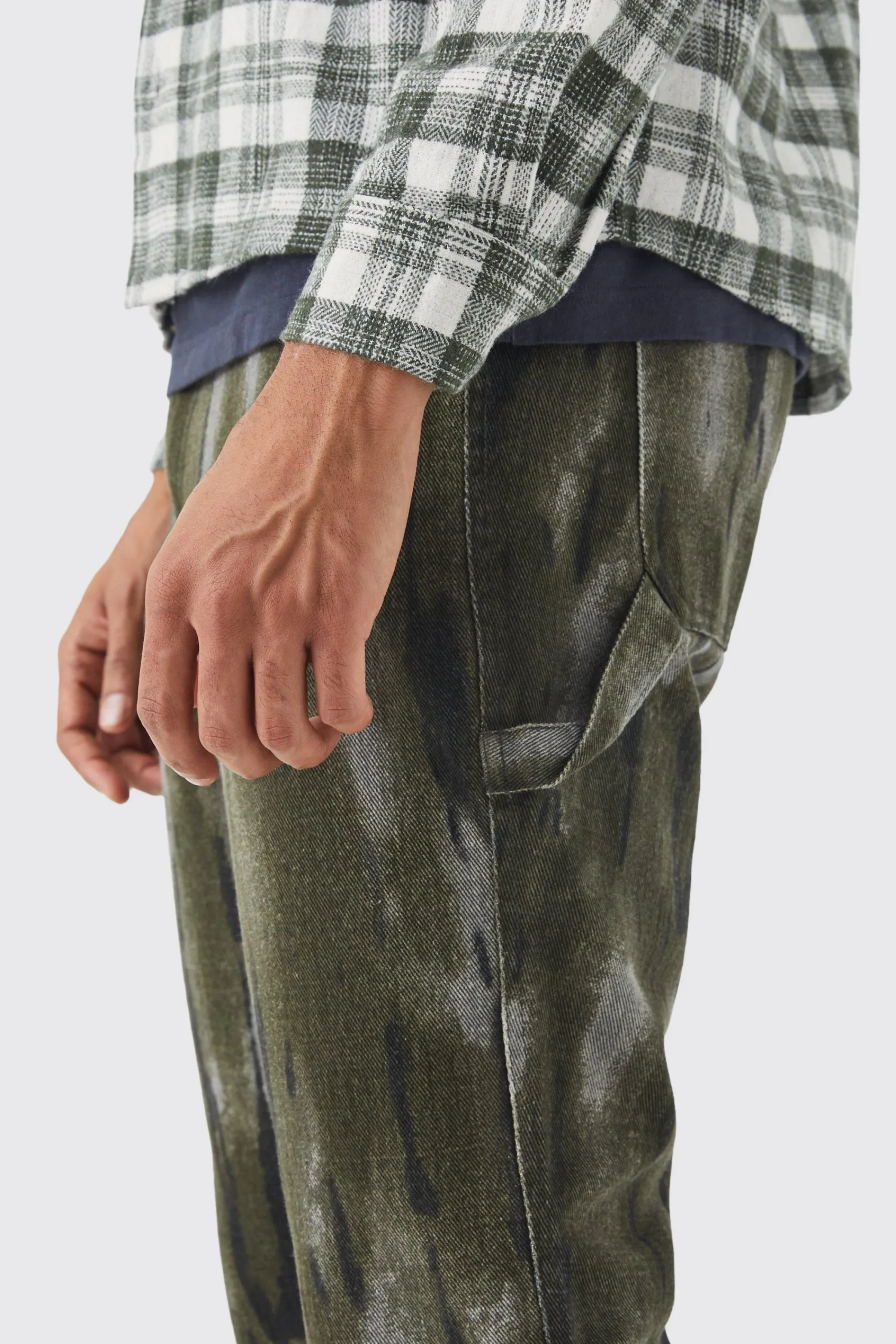 boohooMAN Fixed Waist Slim Flare Gusset Washed Trouser | UK| Trousers