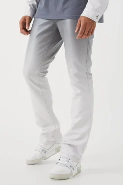 boohooMAN Fixed Waist Slim Flare Ombre Pu Trousers | UK| Trousers