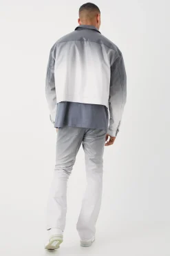 boohooMAN Fixed Waist Slim Flare Ombre Pu Trousers | UK| Trousers