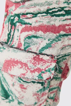 boohooMAN Fixed Waist Slim Flare Stacked Tapestry Cargo Trouser | UK| Trousers|Cargos