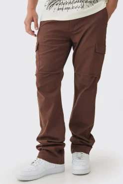 boohooMAN Fixed Waist Slim Flare Stacked Twill Cargo Trousers | UK| Trousers|Cargos
