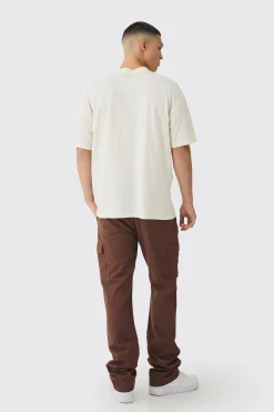 boohooMAN Fixed Waist Slim Flare Stacked Twill Cargo Trousers | UK| Trousers|Cargos