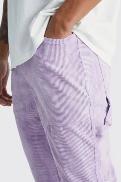 boohooMAN Fixed Waist Slim Flare Tie Dye Corduroy Trouser | UK| Trousers