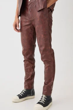boohooMAN Fixed Waist Slim Ombre Pu Trouser | UK| Trousers