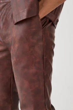 boohooMAN Fixed Waist Slim Ombre Pu Trouser | UK| Trousers