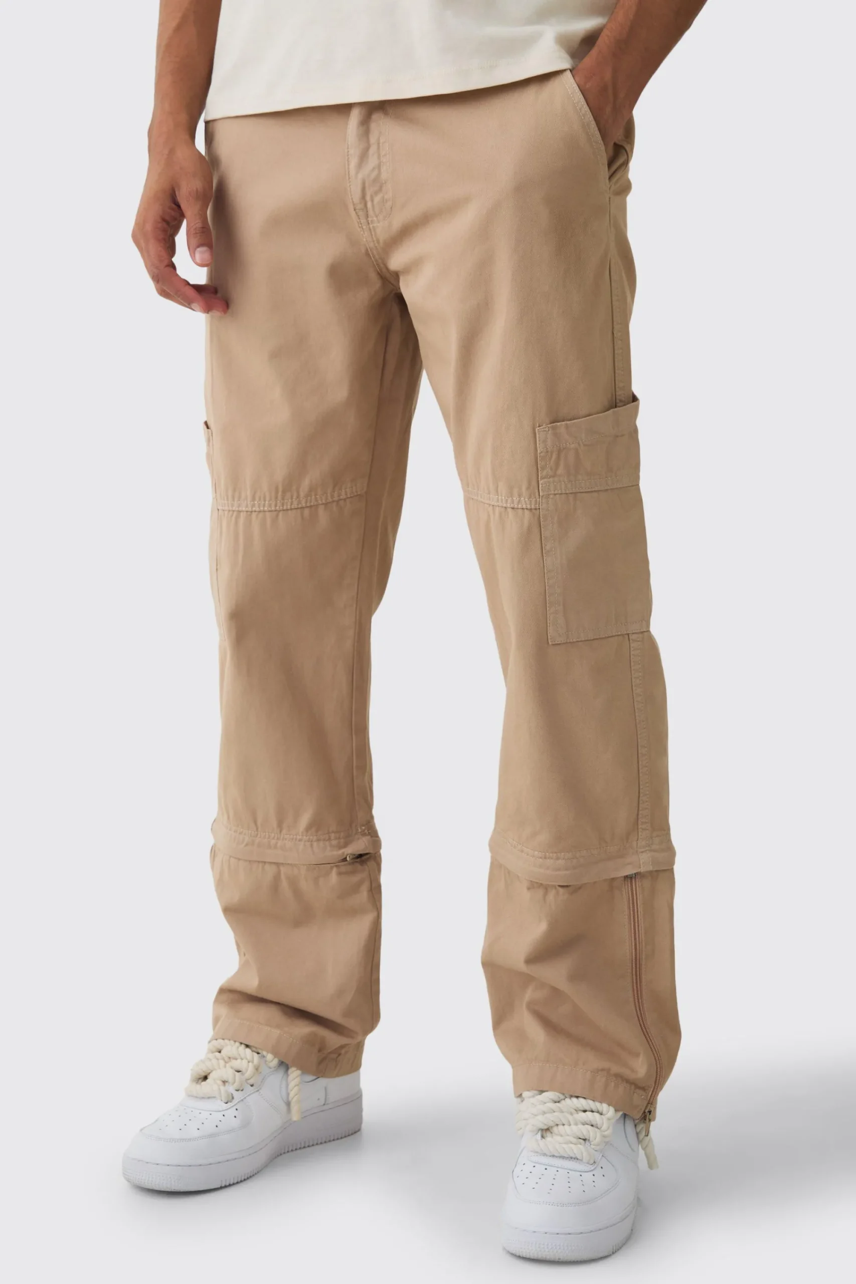 boohooMAN Fixed Waist Split Hem Relaxed Cargo Trouser | UK| Trousers|Cargos