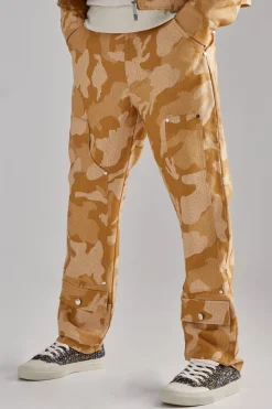 boohooMAN Fixed Waist Straight Fit Camo Carpenter Trousers | UK| Trousers