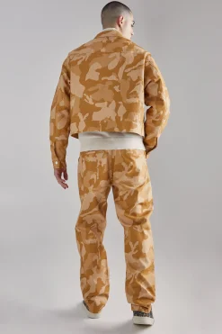 boohooMAN Fixed Waist Straight Fit Camo Carpenter Trousers | UK| Trousers