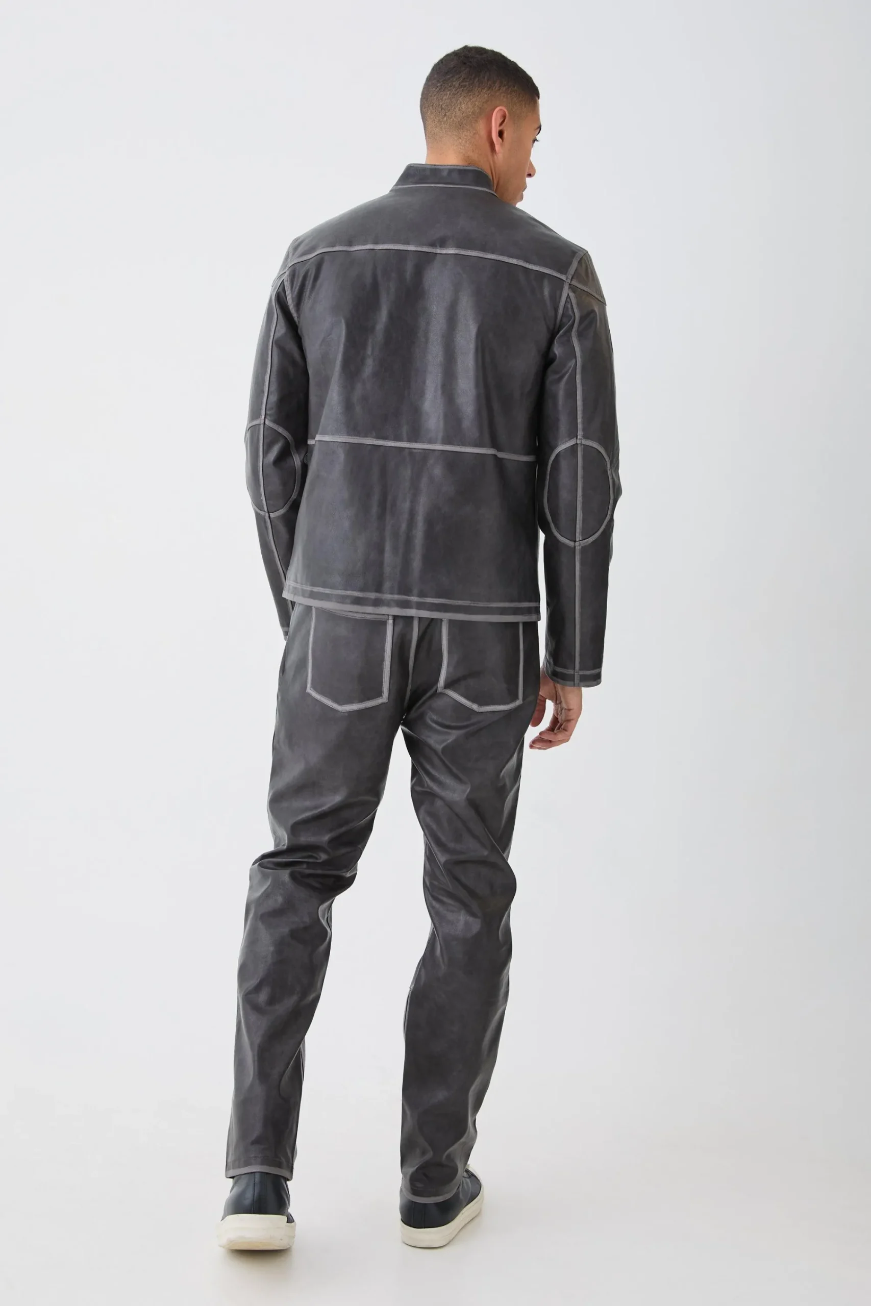 boohooMAN Fixed Waist Straight Leg Washed Pu Trousers | UK| Trousers