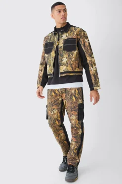 boohooMAN Fixed Waist Straight Leg Twill Camo Trouser | UK| Trousers