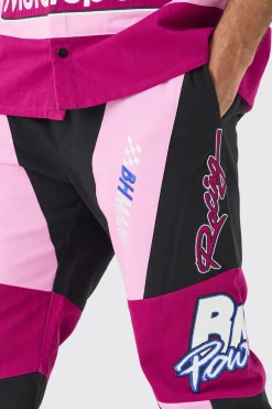 boohooMAN Fixed Waist Straight Twill Moto Badge Trouser | UK| Trousers