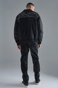 boohooMAN Fixed Waist Straight Weave Pu Trousers | UK| Trousers