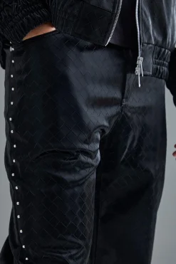 boohooMAN Fixed Waist Straight Weave Pu Trousers | UK| Trousers