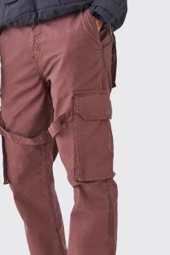 boohooMAN Fixed Waist Strap Detail Straight Leg Trousers | UK| Trousers|Cargos