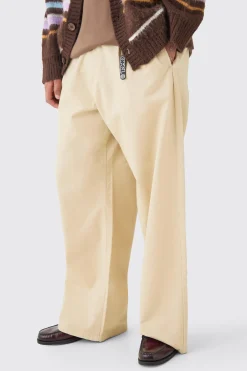boohooMAN Fixed Waist Super Wide Leg Chino With Charm | UK| Trousers