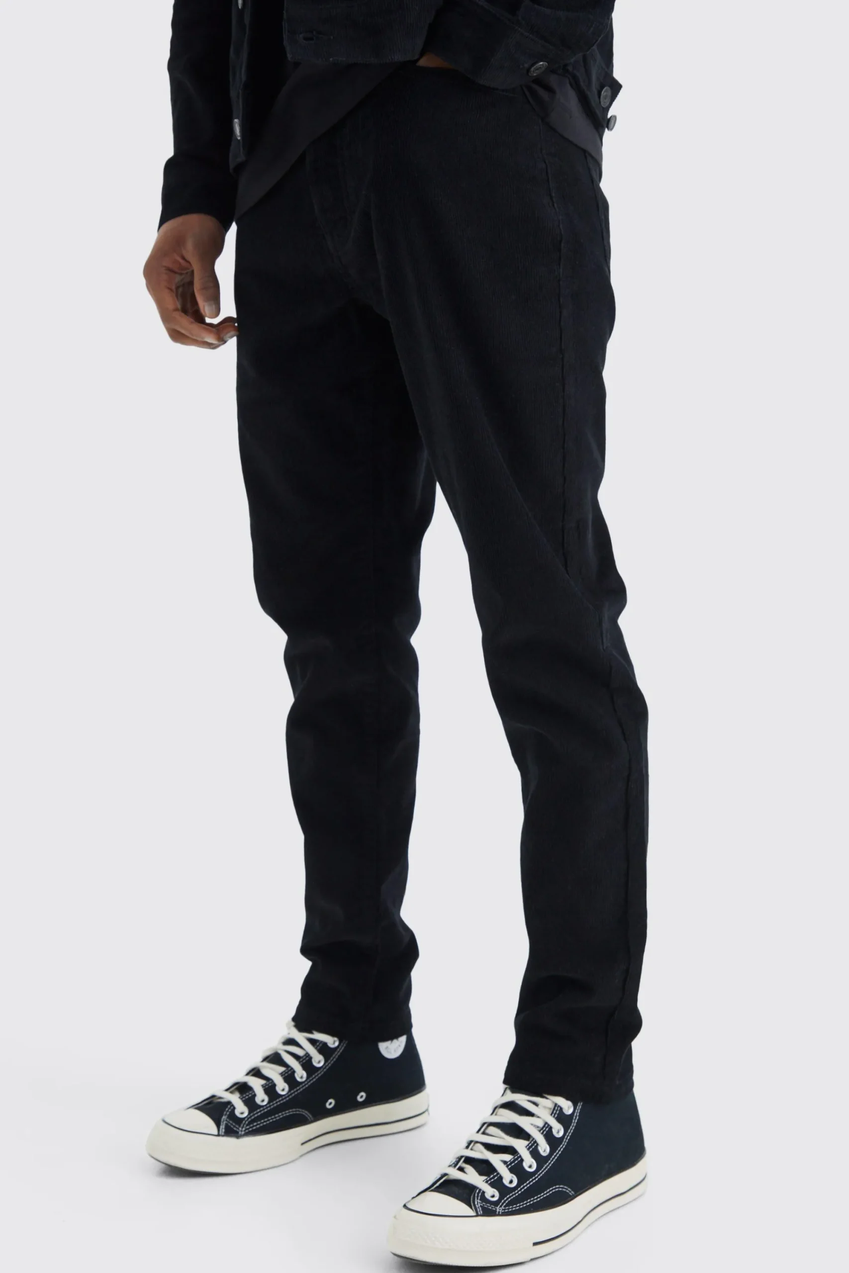 boohooMAN Fixed Waist Tapered Cord Trouser | UK| Trousers