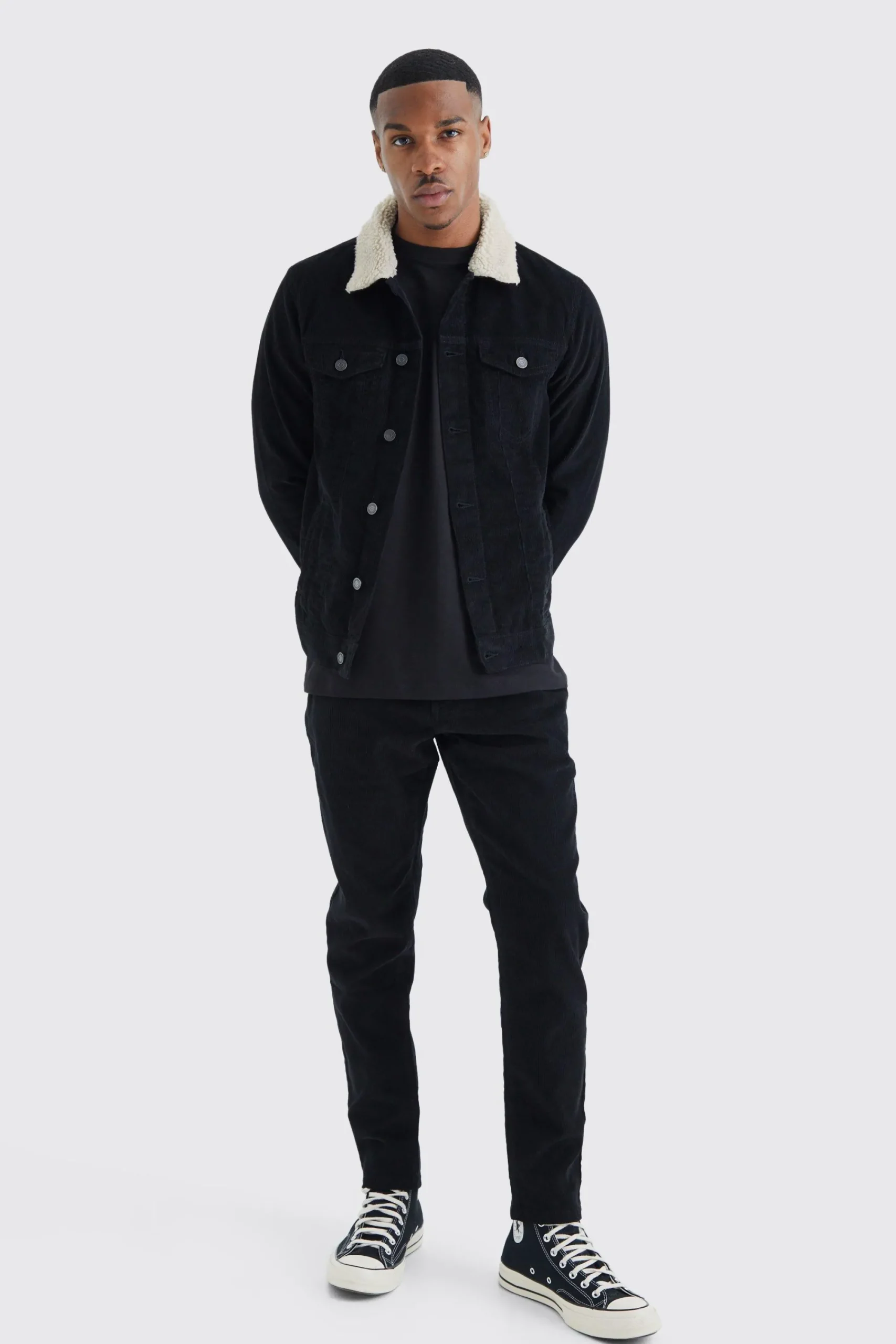 boohooMAN Fixed Waist Tapered Cord Trouser | UK| Trousers