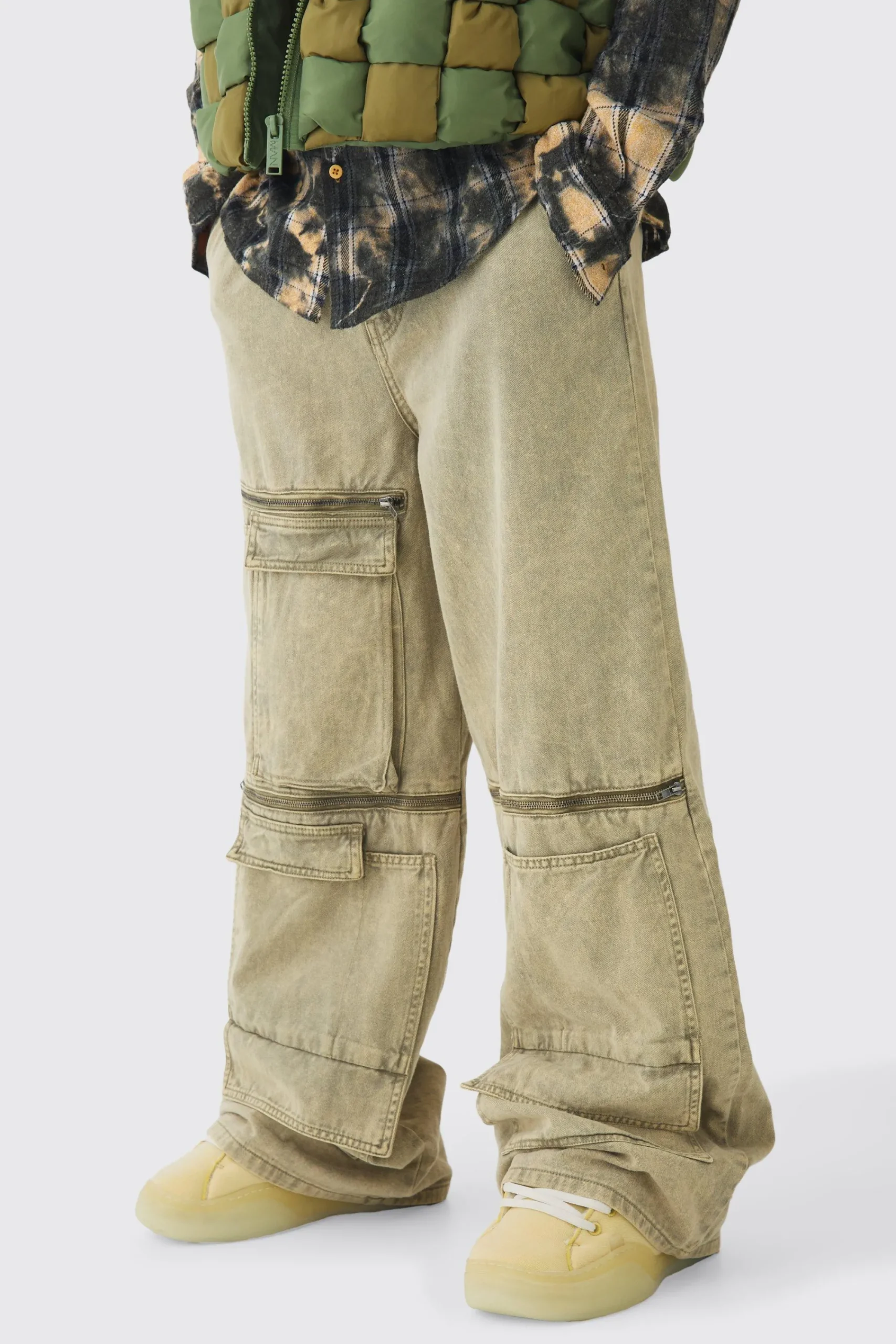 boohooMAN Fixed Waist Washed Baggy Extreme Cargo Trouser | UK| Trousers|Cargos