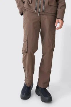 boohooMAN Fixed Waist Washed Nylon Cargo Trousers | UK| Trousers|Cargos