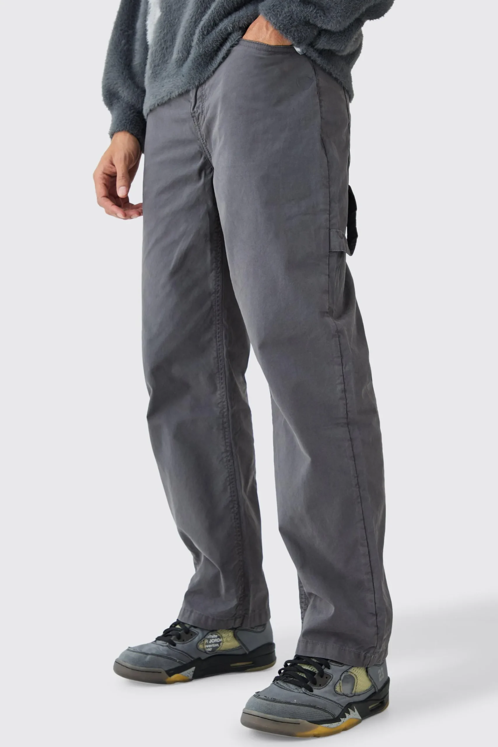 boohooMAN Fixed Waist Washed Relaxed Fit Carpenter Trouser | UK| Trousers|Cargos