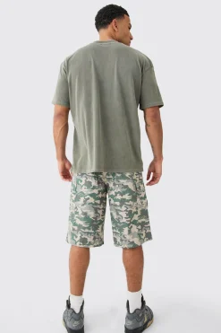 boohooMAN Fixed Waist Woven Tab Ripstop Camo Jorts | UK| Shorts