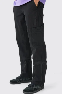 boohooMAN Fixed Waist Zip Off Split Hem Relaxed Trouser | UK| Trousers|Cargos