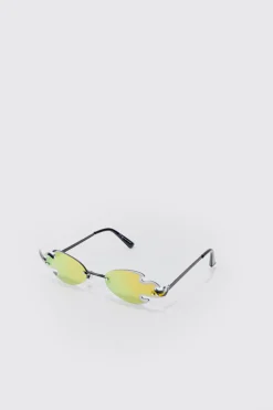 boohooMAN Flame Rimless Sunglasses In | UK| Sunglasses