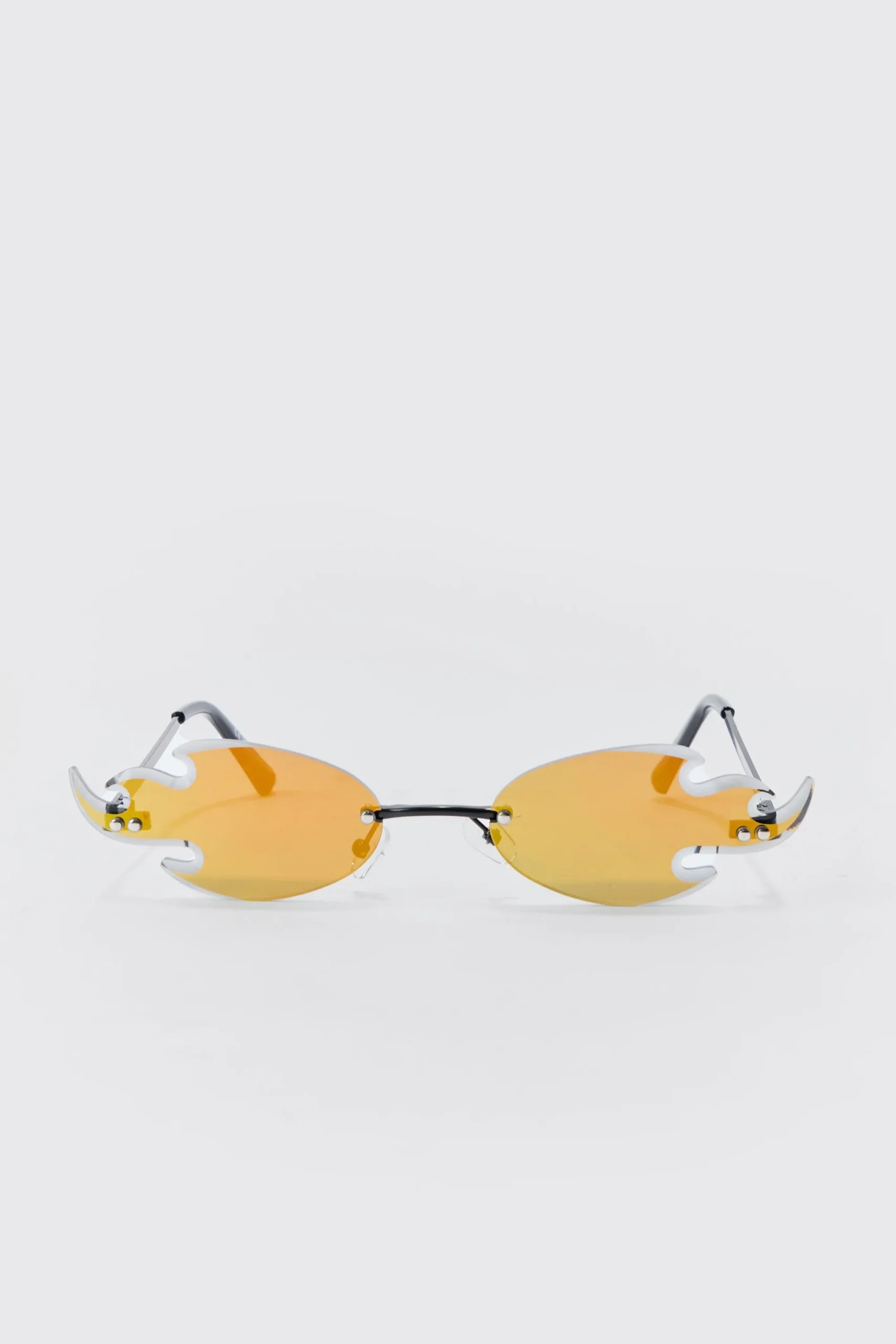 boohooMAN Flame Rimless Sunglasses In | UK| Sunglasses