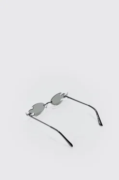 boohooMAN Flame Rimless Sunglasses In | UK| Sunglasses