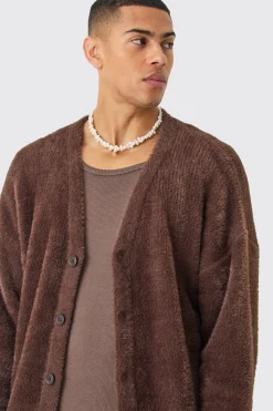 boohooMAN Fluffy Knit Cardigan In | UK| Knitwear