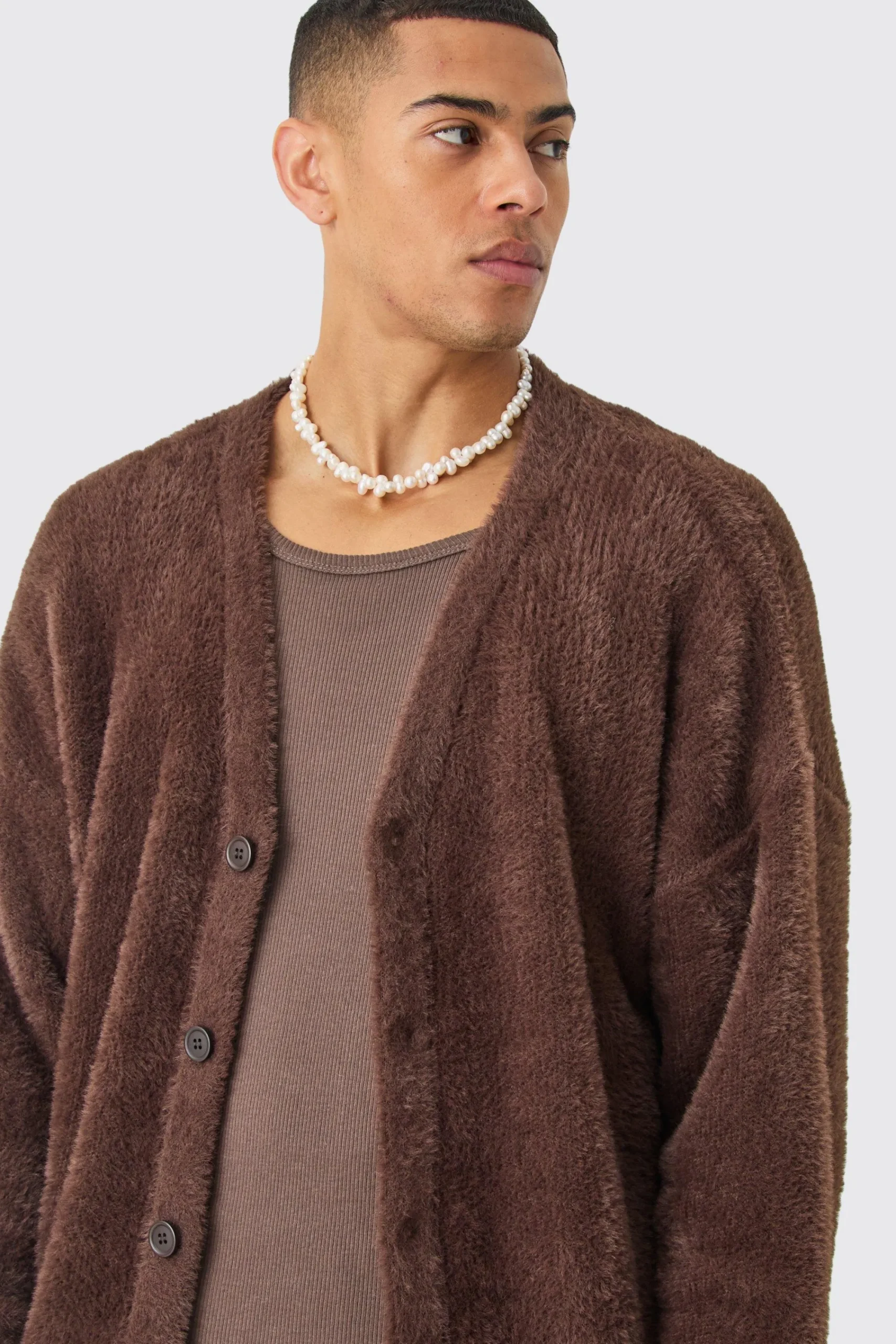 boohooMAN Fluffy Knit Cardigan In | UK| Knitwear