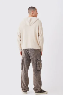 boohooMAN Fluffy Knitted Boxy Hoodie | UK| Knitwear