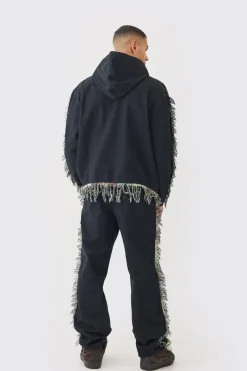 boohooMAN Frayed Baggy Fit Trousers | UK| Trousers
