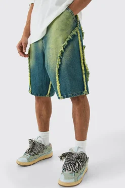 boohooMAN Frayed Edge Denim Jorts In Tinted | UK| Shorts