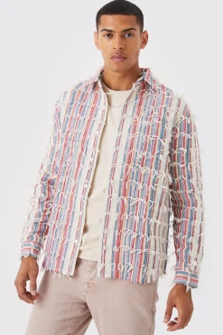 boohooMAN Fringe Textured Coloured Overshirt | UK| Shirts
