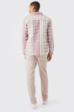 boohooMAN Fringe Textured Coloured Overshirt | UK| Shirts
