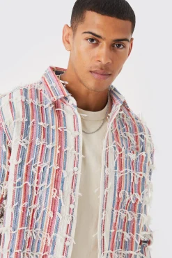 boohooMAN Fringe Textured Coloured Overshirt | UK| Shirts
